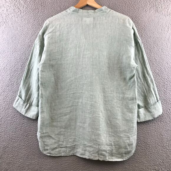 J.Jill Pure Jill Women Lene Blouse Tunic Top Size XS Light Green Button Neck - Picture 2 of 9